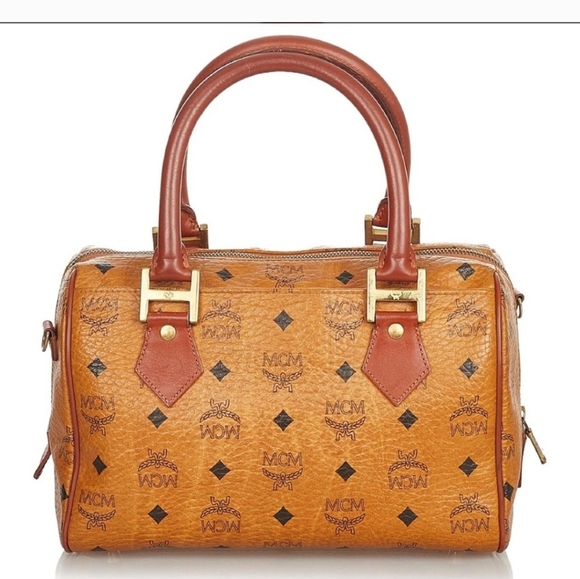 MCM Cognac Visetos Boston Bag EUC - Picture 2 of 11
